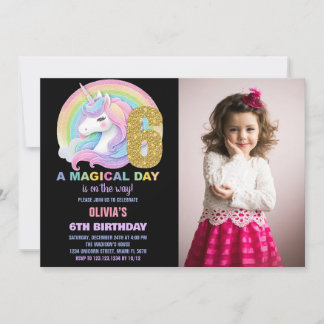 Rainbow Glitzer Unicorn Geburtstag Einladungen Fot