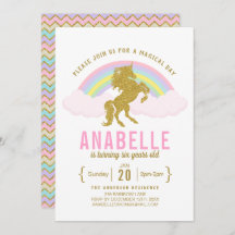 Rainbow Glitzer Unicorn Geburtstagsparty Einladung