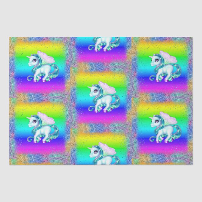 Rainbow Glitzer Unicorns Seidenpapier (Vorderseite)