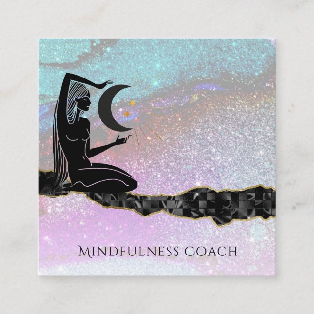 *~* Rainbow Glitzer. Universe GODESS Meditation Quadratische Visitenkarte (Vorderseite)