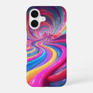 Rainbow Glossy Swirl 3D Abstrakt iPhone 16 Hülle