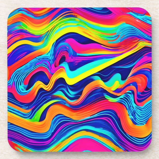 Rainbow Glow abstrakt Pattern Getränkeuntersetzer (Vorderseite)