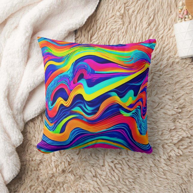 Rainbow Glow abstrakt Pattern Kissen (Decke)