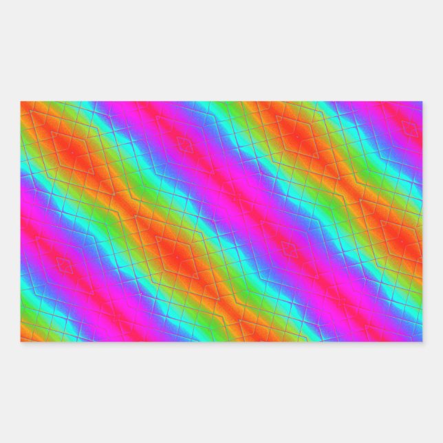 Rainbow Glow Diagonal Stricker Rechteckiger Aufkleber (Vorderseite)