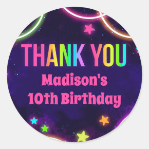 Rainbow Glow Geburtstagsparty Stickers