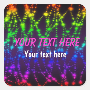 Rainbow Glow Neon-Party-Aufkleber Etikett Quadratischer Aufkleber