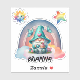 Rainbow Gnome Dreams, individuell anpassbarer Clou Aufkleber