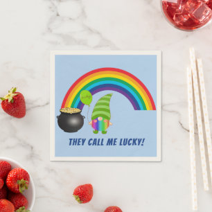 Rainbow Gnome Pot of Gold St Patricks Cocktail Serviette