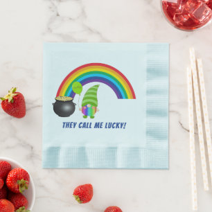 Rainbow Gnome Pot of Gold St Patricks Day Coole Serviette