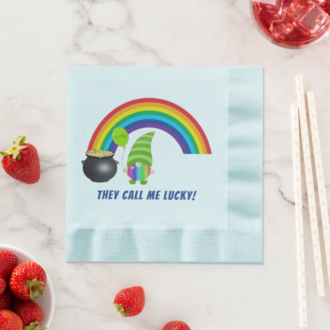 Rainbow Gnome Pot of Gold St Patricks Day Coole Serviette (Beispiel)