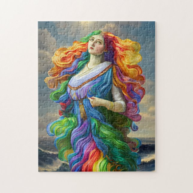 Rainbow Goddess digitale Malerei Originalkunst (Vertikal)