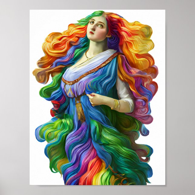 Rainbow Goddess digitale Malerei Originalkunst Poster (Vorne)
