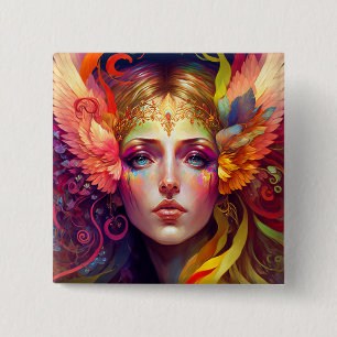 Rainbow Goddess Fantasy Art Button