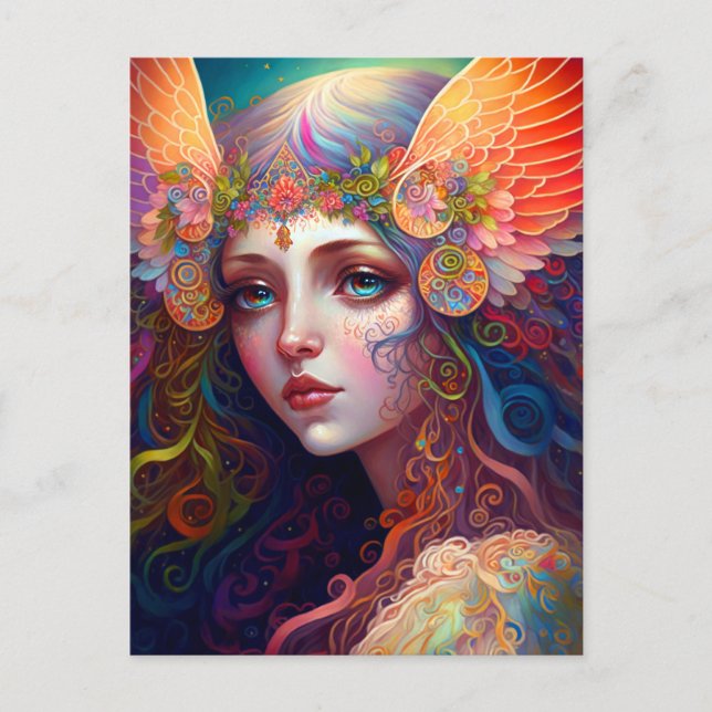 Rainbow Goddess Fantasy Art Postcard Postkarte (Vorderseite)