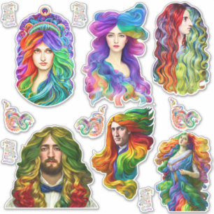 Rainbow Gods Goddess Dragons Fantasy Art Aufkleber