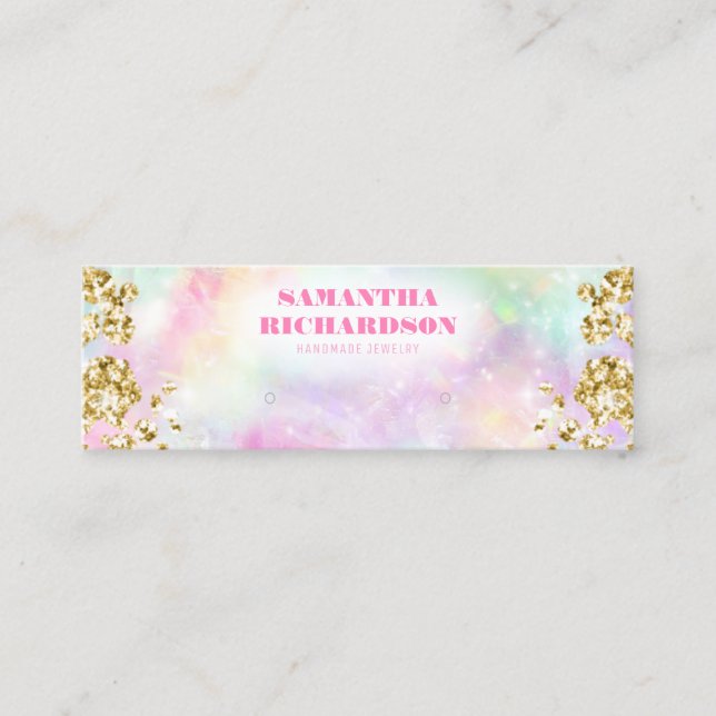 Rainbow Gold Holographic Earring Display Mini Visitenkarte (Vorderseite)