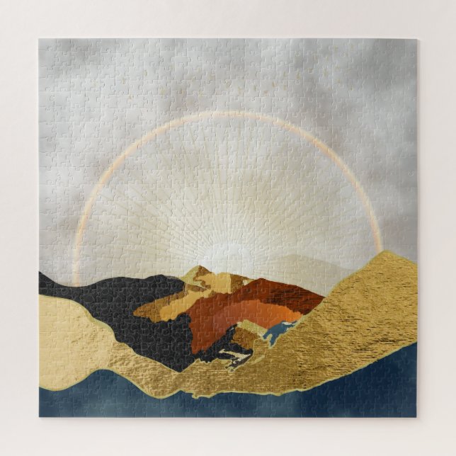 Rainbow Gold Metallic Mountain Bright Sun Landscap (Vertikal)