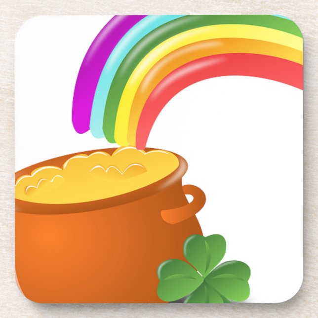 Rainbow Gold Pot Lucky Irish Sky Irland farbenfroh Getränkeuntersetzer (Vorderseite)