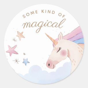 Rainbow Gold Watercolor Einhorn Geburtstagsparty Runder Aufkleber
