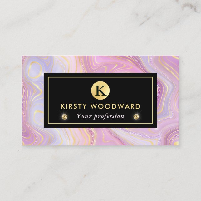 Rainbow Gradient and Gold Foil Strata Visitenkarte (Vorderseite)