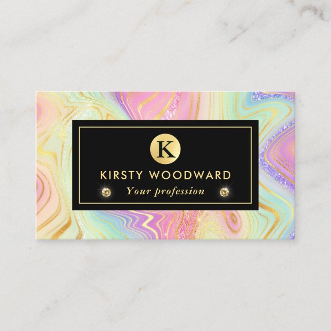 Rainbow Gradient and Gold Foil Strata Visitenkarte (Vorderseite)