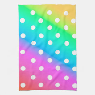Rainbow Gradient and Polka Dots Geschirrtuch