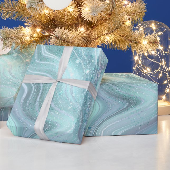 Rainbow Gradient and Silver Foil Strata Geschenkpapier (Feiertage)