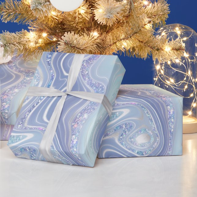 Rainbow Gradient and Silver Foil Strata Geschenkpapier (Feiertage)