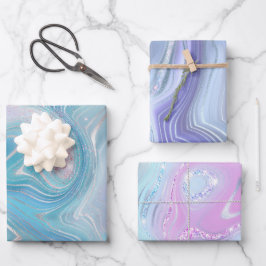 Rainbow Gradient and Silver Foil Strata Geschenkpapier Set