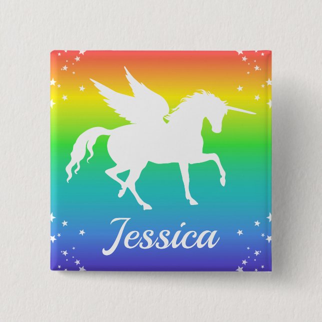 Rainbow Gradient and Unicoron Silhouette with Star Button (Vorderseite)