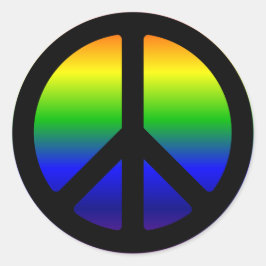 Rainbow Gradient Black Peace Symbol Runder Aufkleber