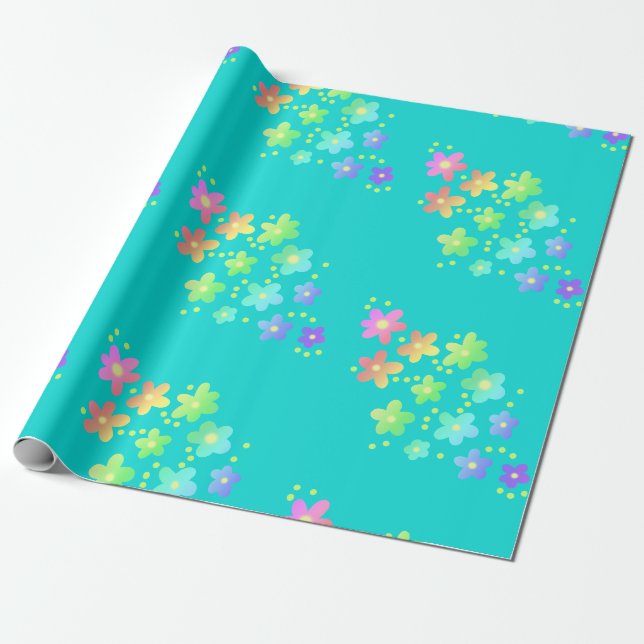 Rainbow Gradient Blume Wrapping Paper Geschenkpapier (Ungerollt)