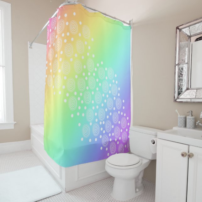 Rainbow Gradient Circles and Dots Duschvorhang (Beispiel)