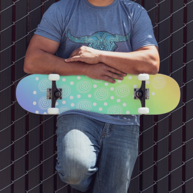 Rainbow Gradient Circles and Dots Skateboard (Außenbereich 3)