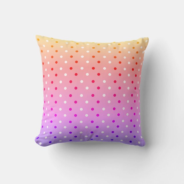 Rainbow Gradient Ditsy Polka Dot Kissen (Vorderseite)