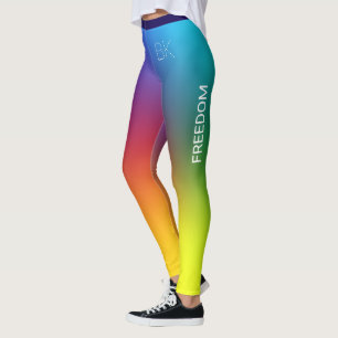 Rainbow-Gradient, Freedom, Monogramm Personalisier Leggings