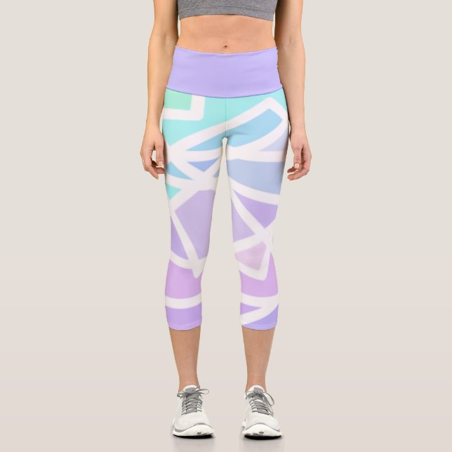 Rainbow Gradient Geometric Capri Leggings (Vorderseite)