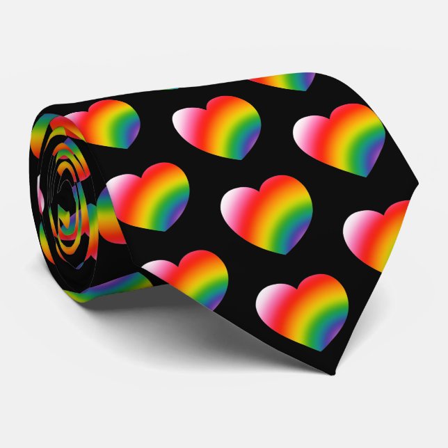 Rainbow Gradient Hearts Pattern Krawatte (Gerollt)
