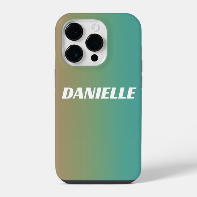 Rainbow Gradient Individuelle Name iPhone 14 Pro Hülle (Rückseite)