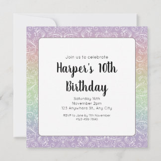 Rainbow Gradient Lace Pattern Geburtstag Einladung