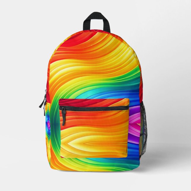 Rainbow Gradient Large Backpack Bedruckter Rucksack (Vorderseite)