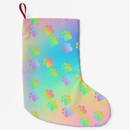 Rainbow Gradient Paw Prints Kleiner Weihnachtsstrumpf