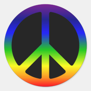 Rainbow Gradient Peace Symbol auf schwarz Runder Aufkleber