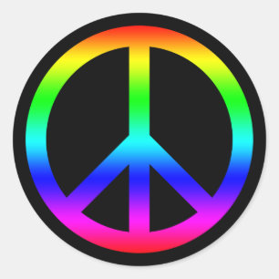 Rainbow Gradient Peace Symbol Sign On Black Runder Aufkleber