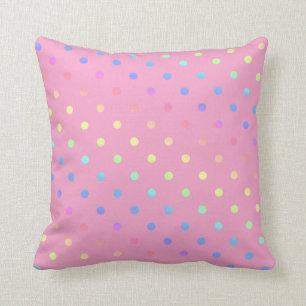 Rainbow Gradient Polka Punkte auf Rosa Kissen
