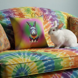Rainbow Gradient Rabbit Bunny Colorful Kissen