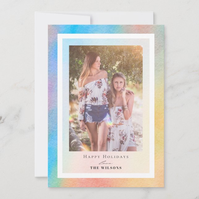 Rainbow Gradient Weihnachts-Weihnachtsfotokarte Einladung (Vorderseite)