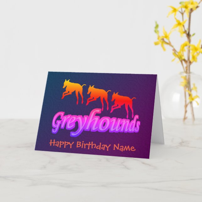 Rainbow Greyhounds Personalisiert Geburtstag Karte (Gelbe Blume)