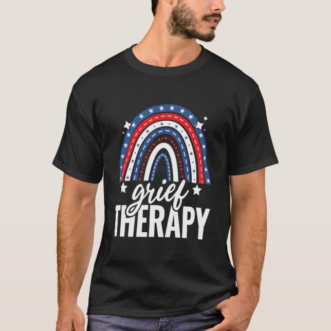 Rainbow Grief Therapy 4Th Of July Usa Flag America T-Shirt (Vorderseite)