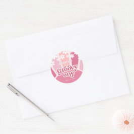 Rainbow Groovy One Retro Daisy Erster Geburtstag Runder Aufkleber